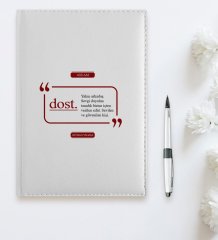 BK Gift Kişiye Özel Dost 2023 Beyaz Deri Ajanda  2