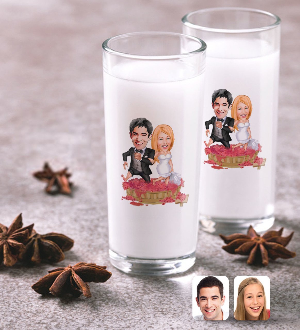 Kişiye Özel Evleniyoruz Karikatürlü İkili Rakı Bardağı Seti-10