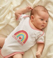 BK Kids Little Sister Tasarımlı Pembe Bebek Body Zıbın-1
