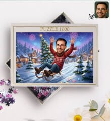 BK Gift Kişiye Özel Erkek Yılbaşı Karikatür Tasarımlı 1000 Parça Profesyonel Puzzle-9, 1000 Puzzle, Yeni Yıl Hediyesi, Yılbaşı Hediyesi