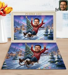 BK Gift Kişiye Özel Erkek Yılbaşı Karikatür Tasarımlı 1000 Parça Profesyonel Puzzle-9, 1000 Puzzle, Yeni Yıl Hediyesi, Yılbaşı Hediyesi