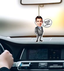 Kişiye Özel Bay Kolay Yetişmiyor Karikatürlü Ahşap Araba Dikiz Ayna Süsü-1