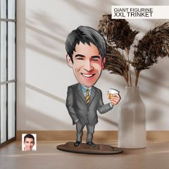 BK Gift Kişiye Özel Boss Baba Karikatürlü Büyük Boy Ahşap Biblo-8 Arkadaşa Hediye , Sevgiliye Hediye, Kişiye Özel Biblolar