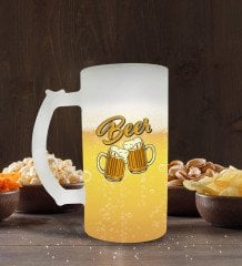 BK Gift Fresh Beer Tasarımlı Buzlu Cam Bira Bardağı 50cl-1
