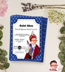 Kişiye Özel Karikatürlü Sünnet Düğün Davetiyesi Model 2 (100 adet)
