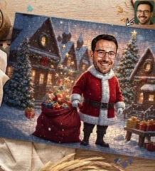 BK Gift Kişiye Özel Erkek Yılbaşı Karikatür Tasarımlı 1000 Parça Profesyonel Puzzle-10, 1000 Puzzle, Yeni Yıl Hediyesi, Yılbaşı Hediyesi