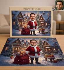 BK Gift Kişiye Özel Erkek Yılbaşı Karikatür Tasarımlı 1000 Parça Profesyonel Puzzle-10, 1000 Puzzle, Yeni Yıl Hediyesi, Yılbaşı Hediyesi