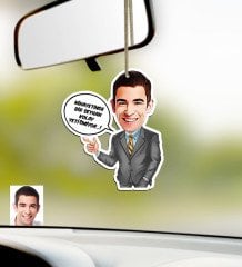 Kişiye Özel Bay Kolay Yetişmiyor Karikatürlü Ahşap Araba Dikiz Ayna Süsü-2