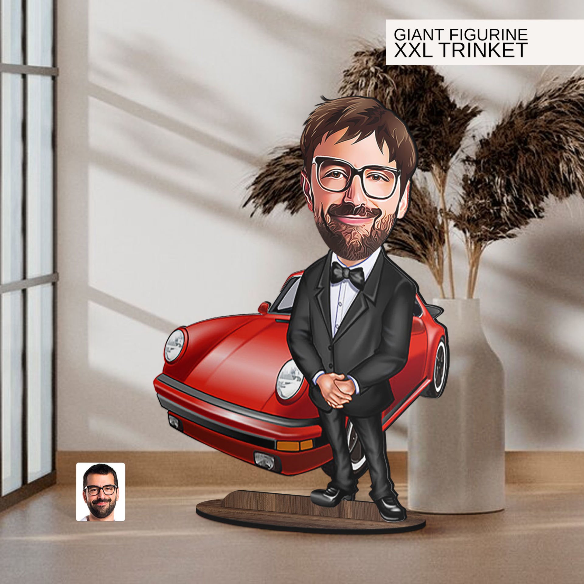 BK Gift Kişiye Özel Boss Baba Karikatürlü Büyük Boy Ahşap Biblo-9 Arkadaşa Hediye , Sevgiliye Hediye, Kişiye Özel Biblolar