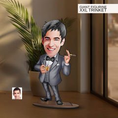 BK Gift Kişiye Özel Boss Baba Karikatürlü Büyük Boy Ahşap Biblo-10 Arkadaşa Hediye , Sevgiliye Hediye, Kişiye Özel Biblolar