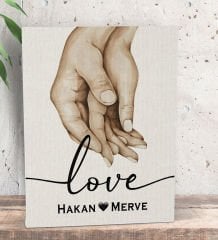BK Gift Kişiye Özel Sevgili El Ele Tasarımlı Kanvas Tablo-1 (15x20), Sevgiliye Hediye, Sevgililer Günü Hediyesi