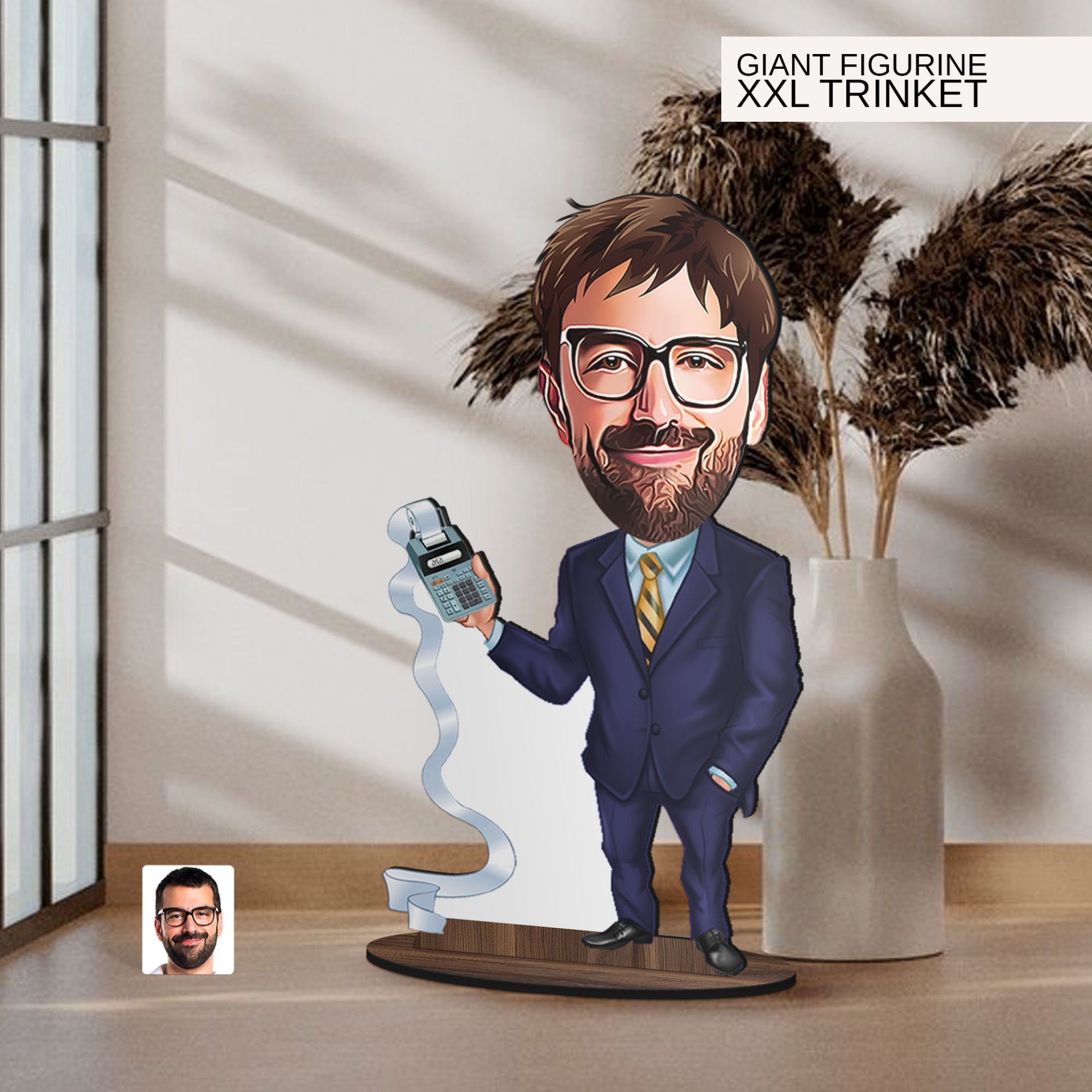 BK Gift Kişiye Özel Boss Baba Karikatürlü Büyük Boy Ahşap Biblo-11 Arkadaşa Hediye , Sevgiliye Hediye, Kişiye Özel Biblolar