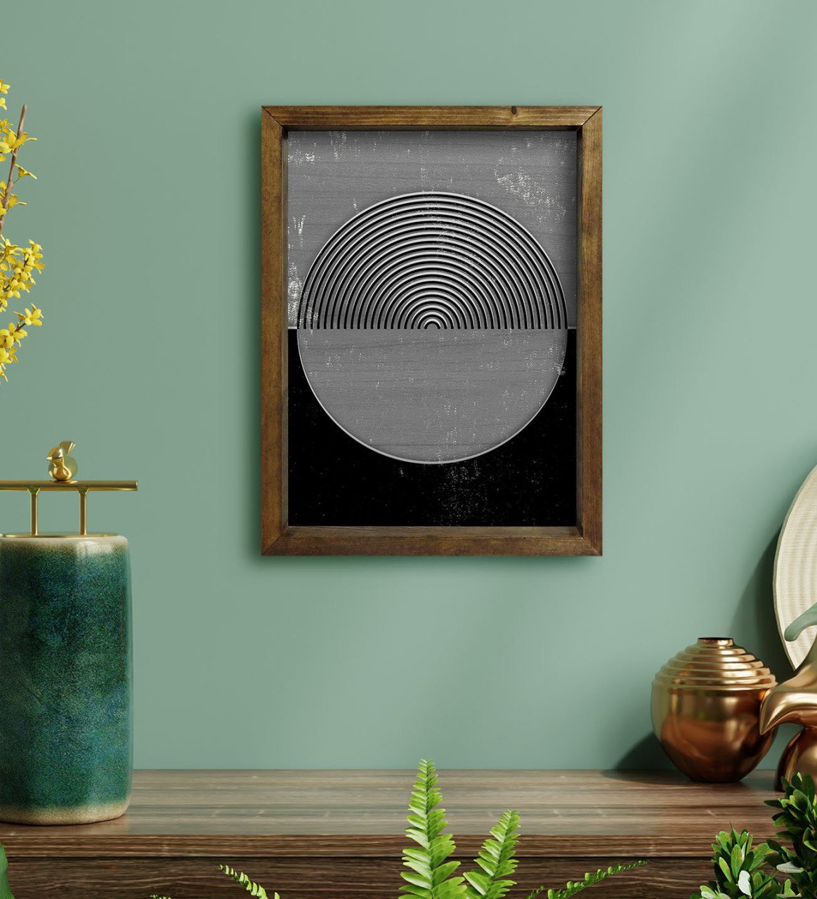 BK Home Modern Art Tasarımlı Doğal Masif Ahşap Çerçeveli Tablo-4