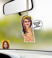 Kişiye Özel Kız Çocuk Kolay Yetişmiyor Karikatürlü Ahşap Araba Dikiz Ayna Süsü-2