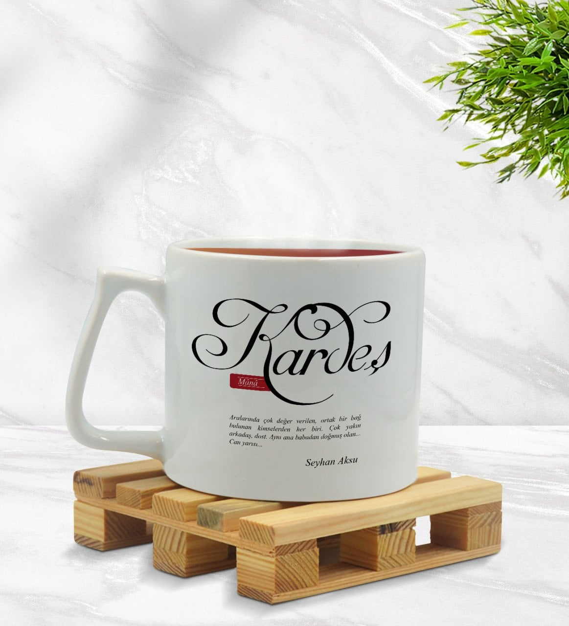 Kişiye Özel Mânâ Kardeş Tasarımlı Middle Beyaz Kupa Bardak Model 1