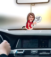 Kişiye Özel Kız Çocuk Kolay Yetişmiyor Karikatürlü Ahşap Araba Dikiz Ayna Süsü-3