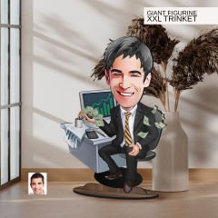 BK Gift Kişiye Özel Boss Baba Karikatürlü Büyük Boy Ahşap Biblo-13 Arkadaşa Hediye , Sevgiliye Hediye, Kişiye Özel Biblolar