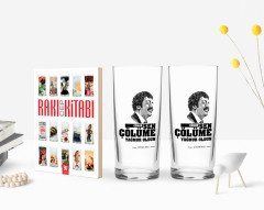 Kişiye Özel Renkli Baskılı Çünkü Sen Çölüme Yağmur Oldun Tasarımlı İkili Rakı Bardağı ve Rakı Cep Kitabı Hediye Seti-8