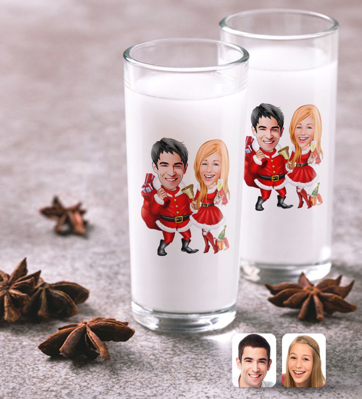 Kişiye Özel Sevgililer Yeni Yıl Karikatürlü İkili Rakı Bardağı Seti-3