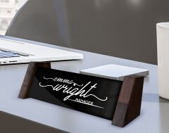 BK Gift Kişiye Özel İsimli Ahşap Ayaklı Siyah Akrilik Masa İsimliği, Ofis Dekoru, Mesleki Hediye, Ofis Hediyeleri-2