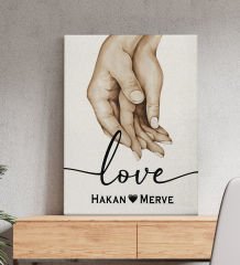 BK Gift Kişiye Özel Sevgili El Ele Tasarımlı Kanvas Tablo-1 (50x70), Sevgiliye Hediye, Sevgililer Günü Hediyesi
