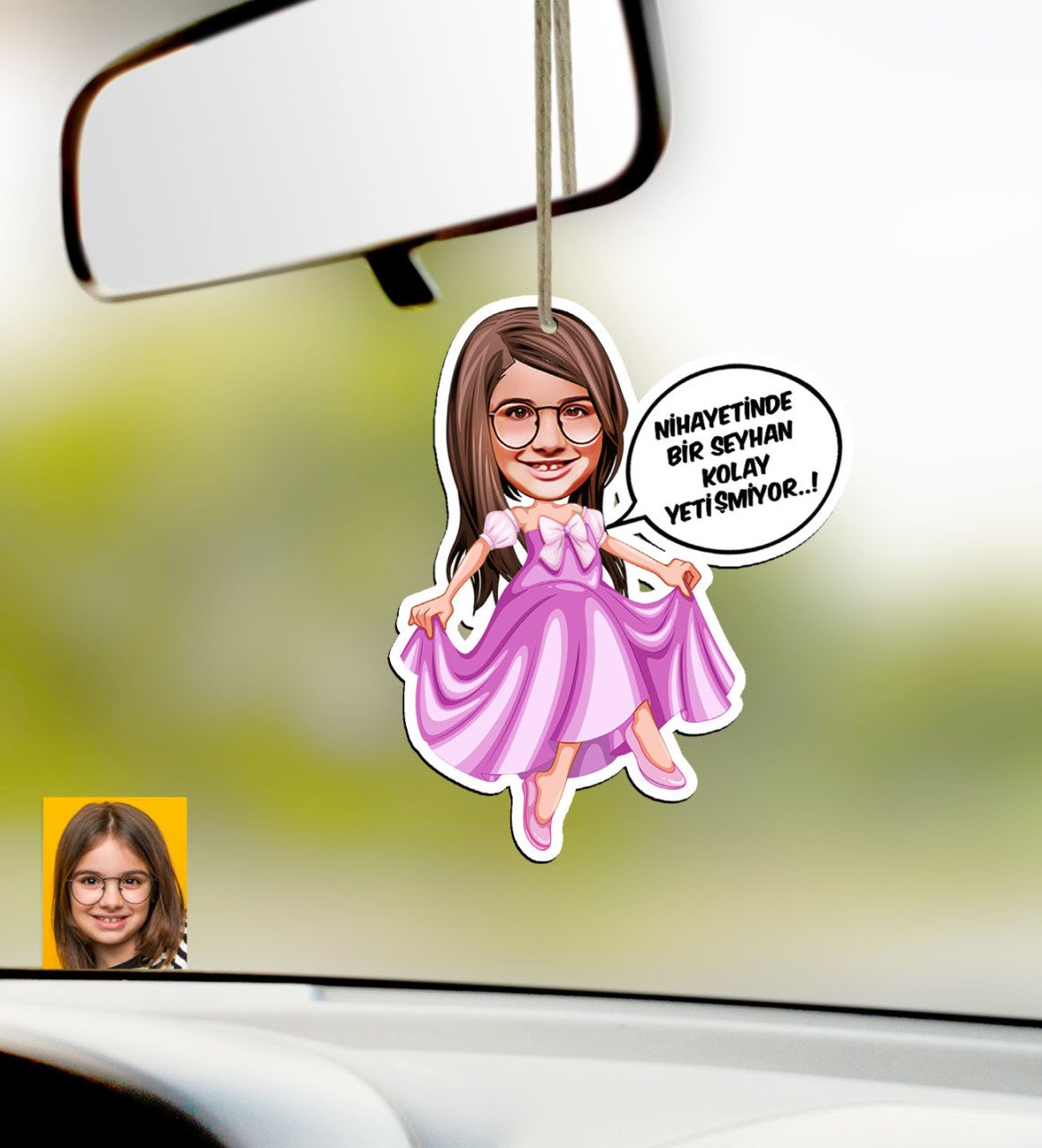 Kişiye Özel Kız Çocuk Kolay Yetişmiyor Karikatürlü Ahşap Araba Dikiz Ayna Süsü-4