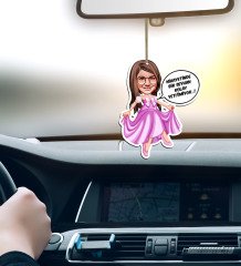 Kişiye Özel Kız Çocuk Kolay Yetişmiyor Karikatürlü Ahşap Araba Dikiz Ayna Süsü-4