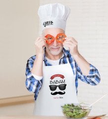 Kişiye Özel Yakışıklı Babam Erkek Mutfak Önlüğü ve Aşçı Şapkası Seti-5