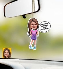 Kişiye Özel Kız Çocuk Kolay Yetişmiyor Karikatürlü Ahşap Araba Dikiz Ayna Süsü-5