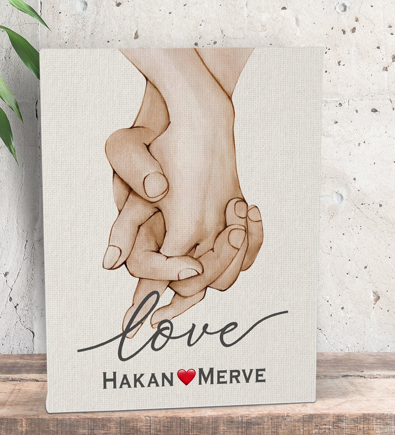 BK Gift Kişiye Özel Sevgili El Ele Tasarımlı Kanvas Tablo-2 (15x20), Sevgiliye Hediye, Sevgililer Günü Hediyesi