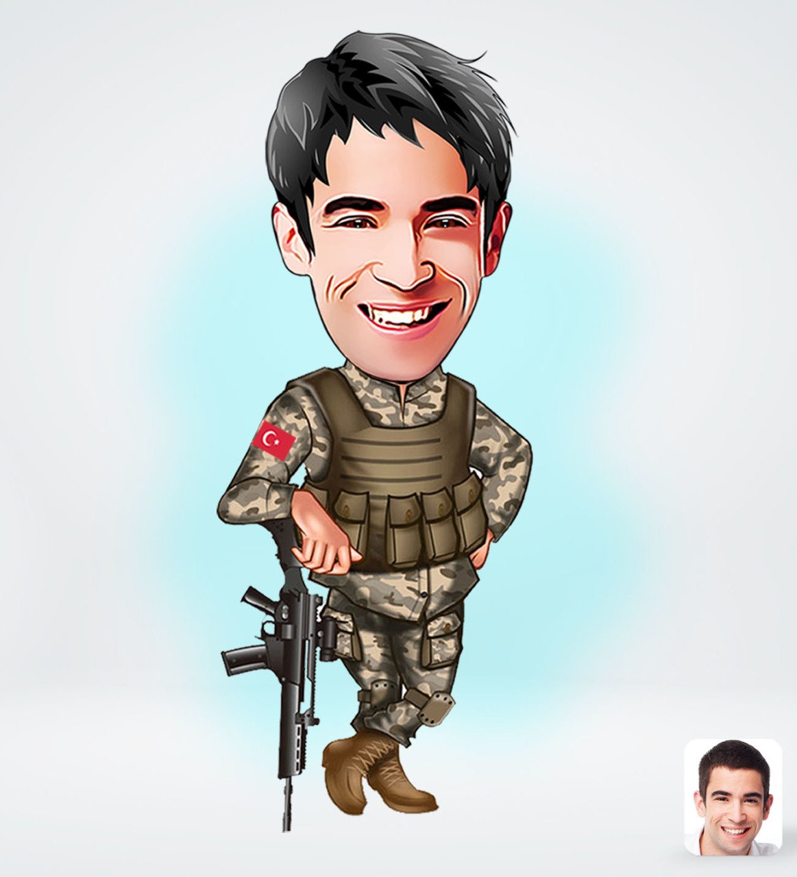 Kişiye Özel Asker Tasarımlı Dijital Karikatür-2