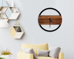 BK Home Dekoratif 45cm Ahşap Duvar Saati-7