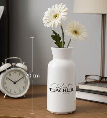 BK Gift Kişiye Özel Öğretmenler Günü Tasarımlı Seramik Vazo-1, Ev Hediyesi, Öğretmene Hediye
