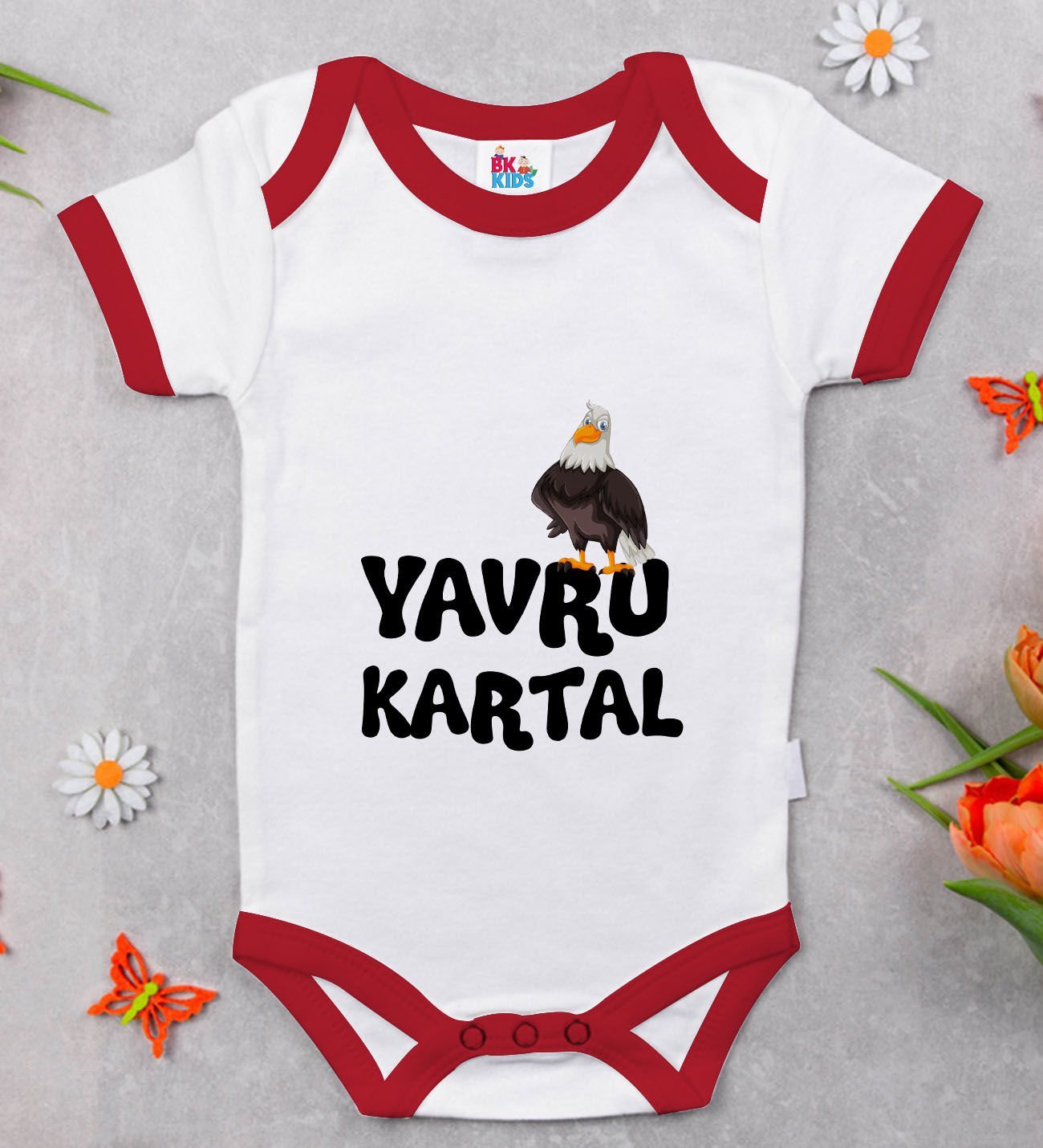 BK Kids Yavru Kartal Tasarımlı Kırmızı Bebek Body Zıbın-1