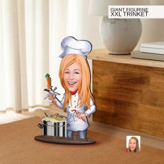 BK Gift Kişiye Özel Chef Karikatürlü Büyük Boy Ahşap Biblo-2 Arkadaşa Hediye , Sevgiliye Hediye, Kişiye Özel Biblolar