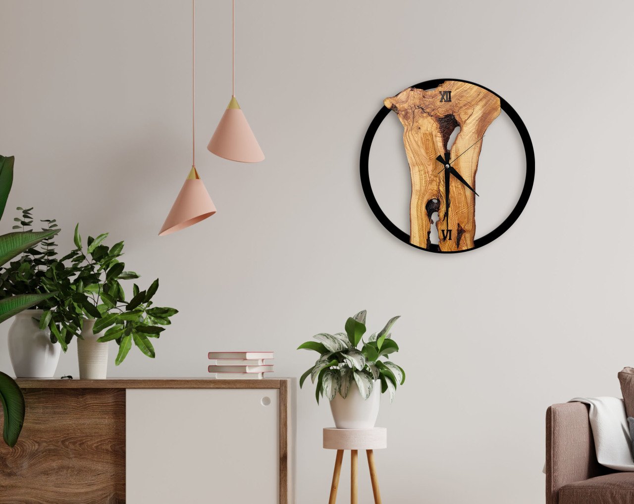 BK Home Dekoratif 45cm Ahşap Duvar Saati-8