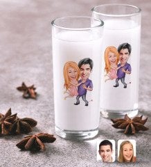 Kişiye Özel Sevgililer Karikatürlü İkili Rakı Bardağı Seti-3