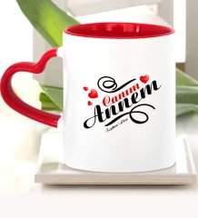 Kişiye Özel Canım Annem Kırmızı Kalpli Kupa Bardak - 14