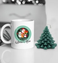 Yılbaşı Hediyesi BK Gift Kişiye Özel Yeni Yıl Tasarımlı Beyaz Kupa Bardak ve Kokulu Çam Ağacı Mum Hediye Seti-3, Sevgiliye Hediye, Arkadaşa Hediye