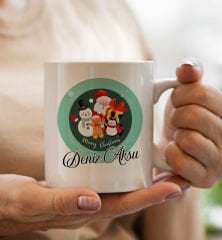 Yılbaşı Hediyesi BK Gift Kişiye Özel Yeni Yıl Tasarımlı Beyaz Kupa Bardak ve Kokulu Çam Ağacı Mum Hediye Seti-3, Sevgiliye Hediye, Arkadaşa Hediye