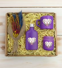 BK Gift Kişiye Özel İsimli DTF Anne Temalı Mor Kahve Fincanı & Kolonya & Mum & El Yapımı Kuru Çiçek Buketi Hediye Seti-5, Anneye Hediye, Anneler Günü Hediyesi