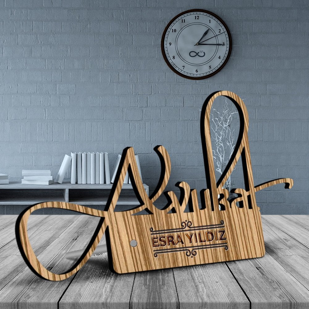 Kişiye Özel Mesleki Avukat Ahşap Masa İsimliği - D7
