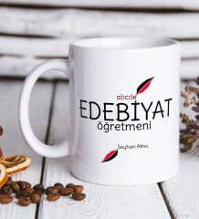Kişiye Özel Edebiyat Öğretmeni Beyaz Kupa Bardak-5