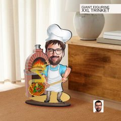 BK Gift Kişiye Özel Chef Karikatürlü Büyük Boy Ahşap Biblo-4 Arkadaşa Hediye , Sevgiliye Hediye, Kişiye Özel Biblolar