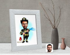 Kişiye Özel İtfaiyeci Karikatürlü Dekoratif Çerçeve-1