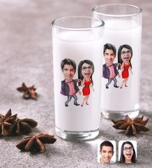 Kişiye Özel Sevgililer Karikatürlü İkili Rakı Bardağı Seti-4