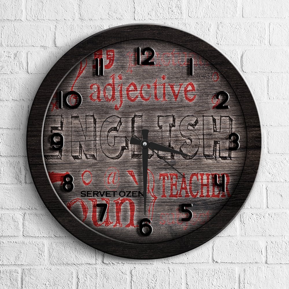 Kişiye Özel Mesleki İngilizce Öğretmeni Ahşap Duvar Saati - 4