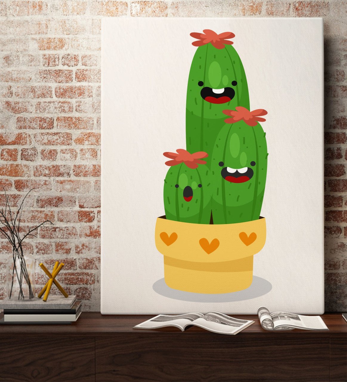 BK Gift Kaktüs Tasarımlı Kanvas Tablo 70x100cm-12