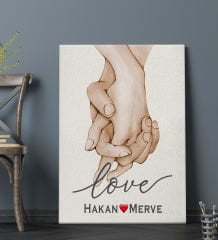 BK Gift Kişiye Özel Sevgili El Ele Tasarımlı Kanvas Tablo-2 (70x100), Sevgiliye Hediye, Sevgililer Günü Hediyesi