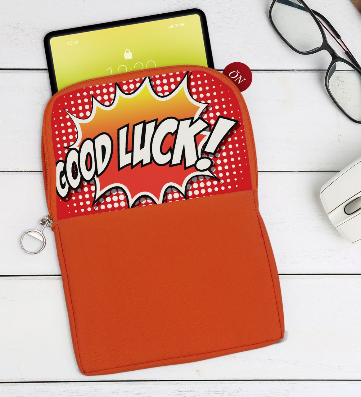 BK Gift Pop Art Tasarımlı Taşınabilir Koruyucu Tablet Kılıfı & Organizer Çanta - Turuncu-15